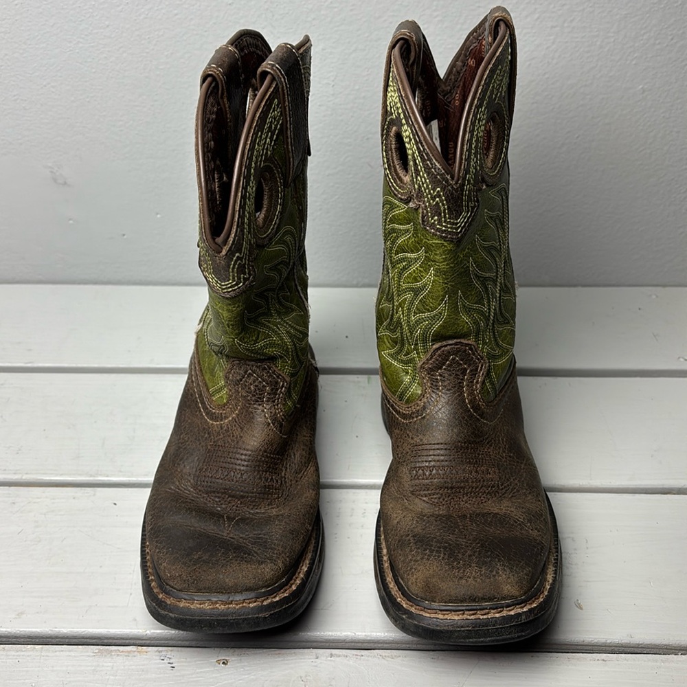 Lil Durango Maverick Kids 7” Oiled Brown/Forest Green Western Boot Size 11
